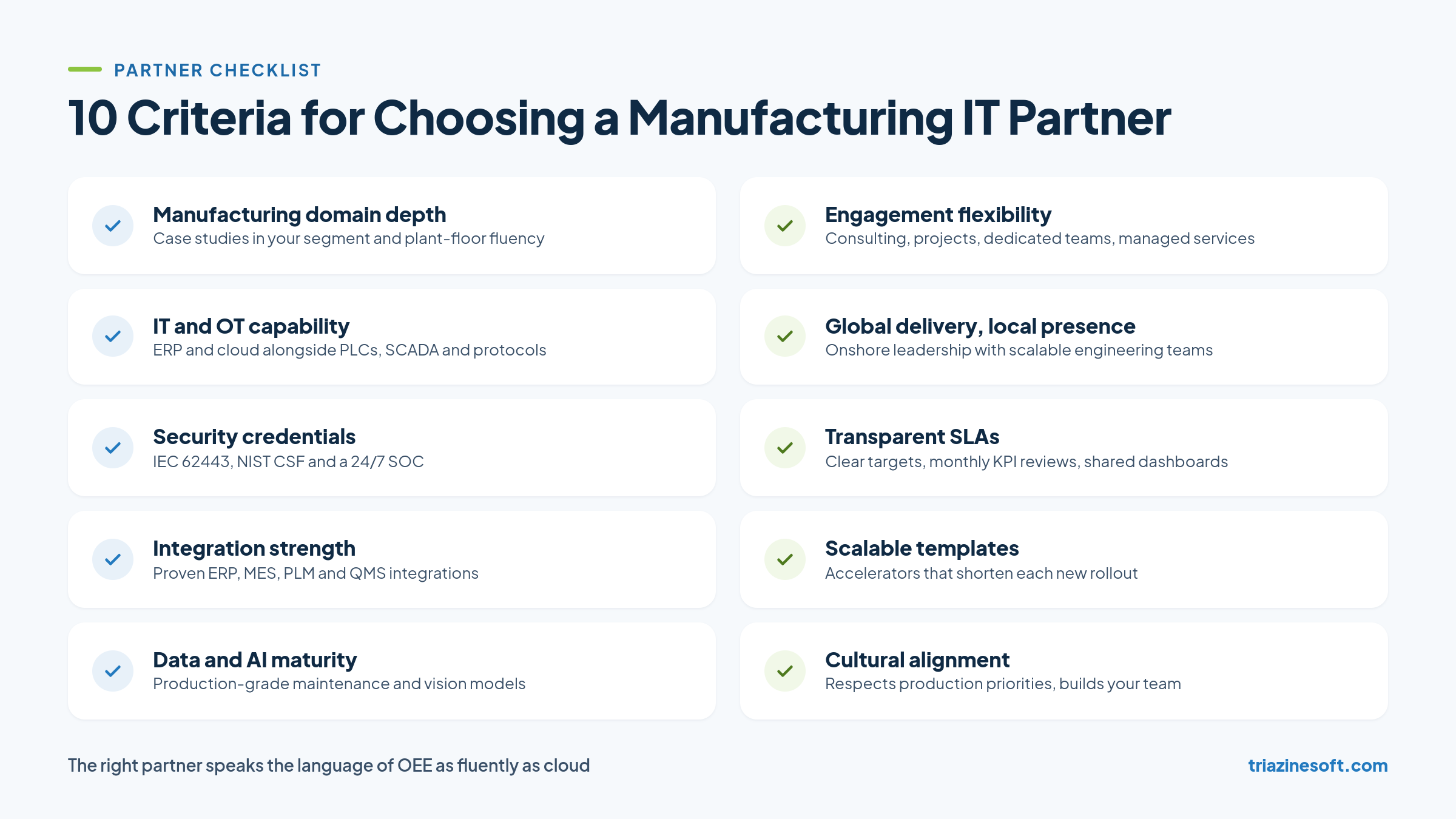 Ten criteria for choosing a manufacturing IT partner