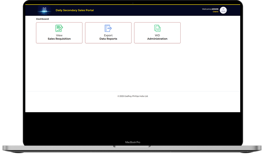 GPI Daily Secondary Sales Portal dashboard and sales requisition screens
