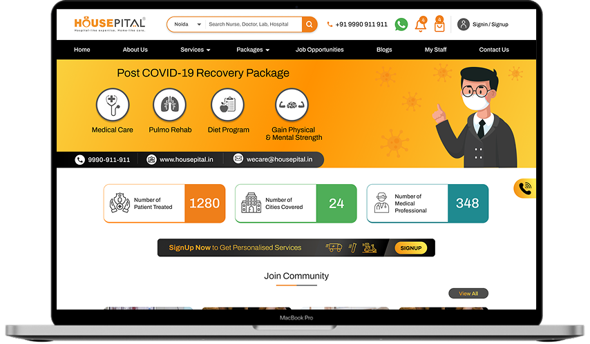 Housepital web platform for home care services programmes and clinic operations
