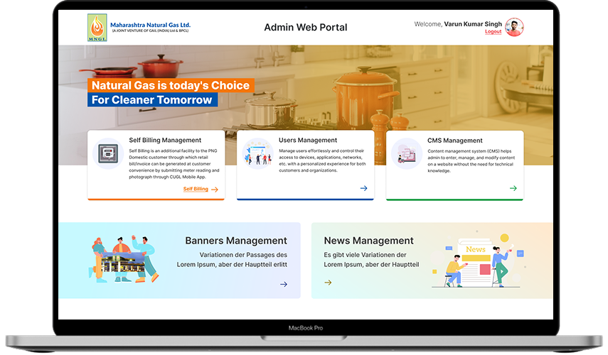 MNGL Admin Web Portal for self-billing management, user administration and CMS control