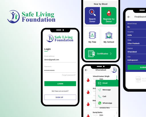 Safe Living Foundation mobile app for donor registration and eligibility