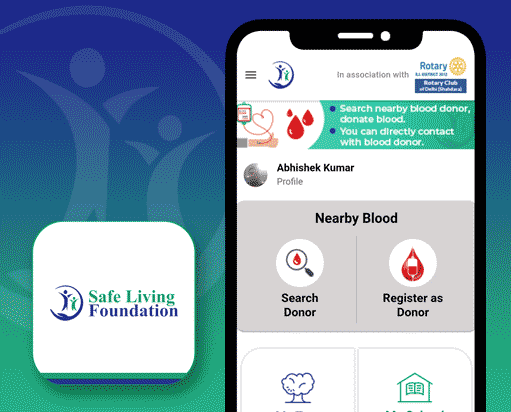 Safe Living Foundation donor search with blood group and location matching