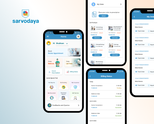 Sarvodaya Hospital patient mobile app for appointments labs and medicines