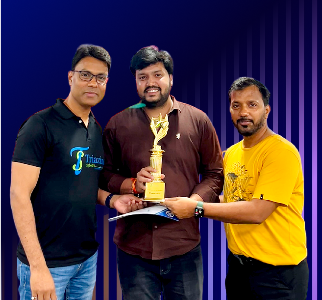 Ravi Prasad Jat receiving quarterly champion award