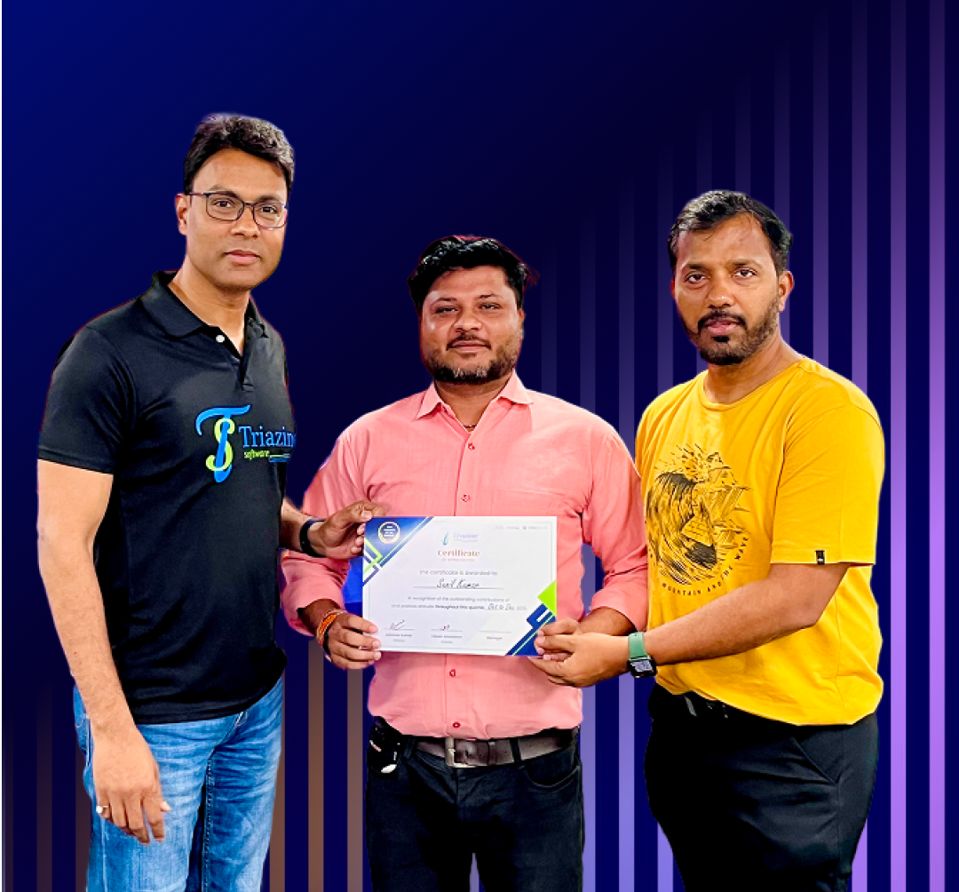 Triazine Software quarterly champion trophy presentation